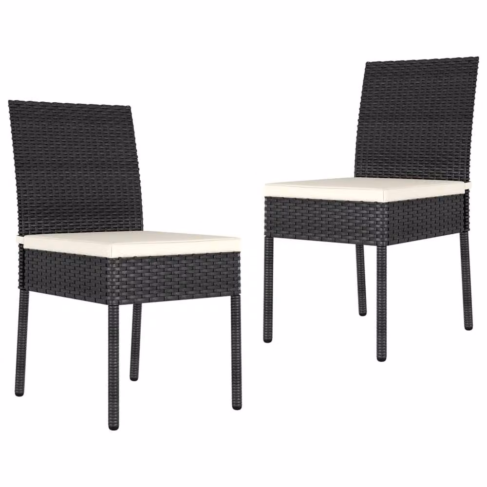 Berkfield Home Modern Poly Rattan and Steel Garden Dining Chairs, 2 Pack, Black – 2
