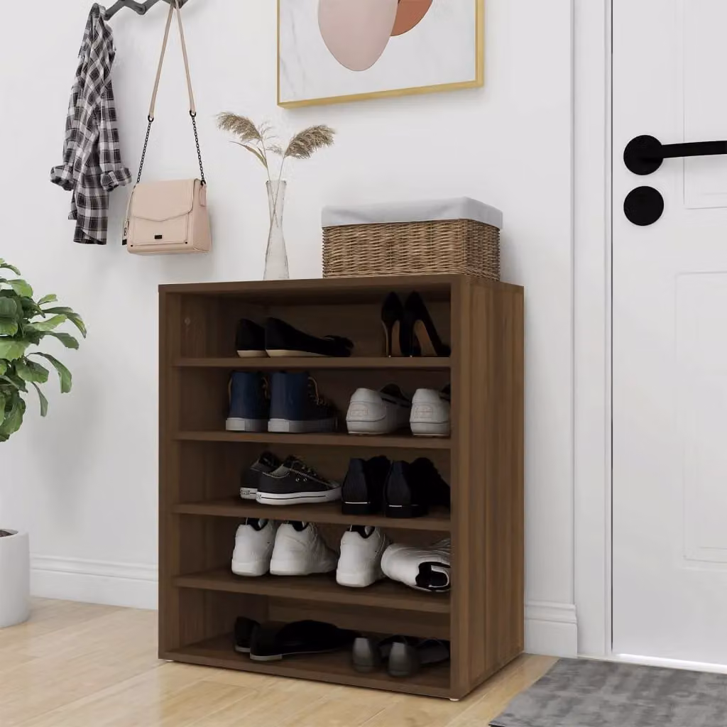 Berkfield Home Modern Oak Shoe Cabinet in Brown, W/D/H: 60 x 35 x 70 cm – 3