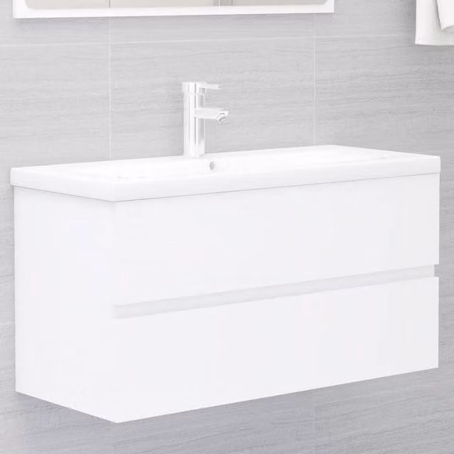 Berkfield Home White Sink Cabinet W/D/H: 90 x 38.5 x 45 cm