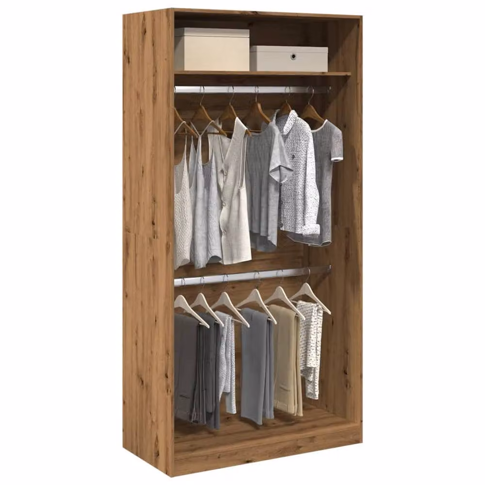 Berkfield Home Artisan Oak Wardrobe in Brown, W/D/H: 100 x 50 x 200 cm – 2