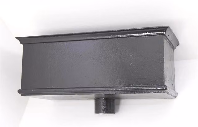 Hargreaves Premier Cast Iron Rectangular Hopper Head Long Outlet, 355mm for 75mm Downpipe, Black