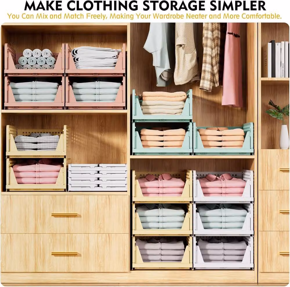 ATEK 5 Pack Foldable and Stackable Wardrobe Storage Organisers in White – 3