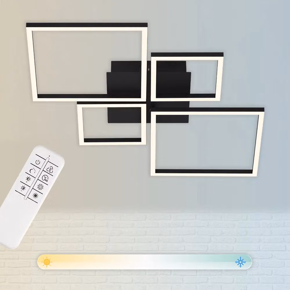 Briloner Black Modern Square CCT LED Ceiling Light with Remote Control and Dimming Function – 3