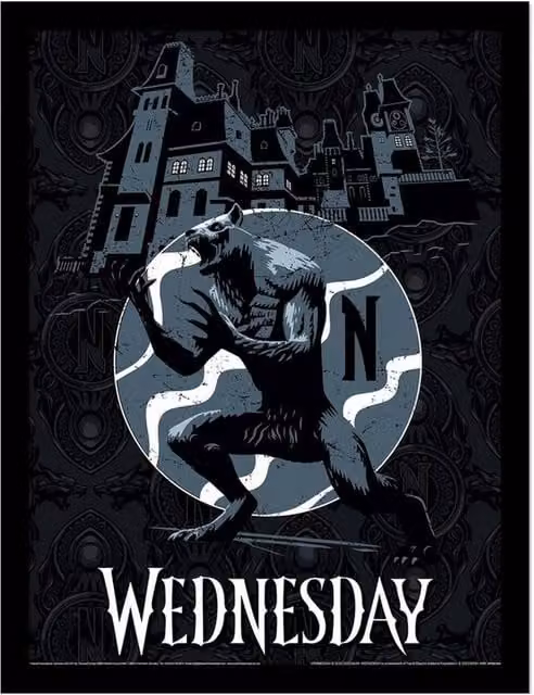 Wednesday Wolf Enid Framed Graphic Paper Poster in Black