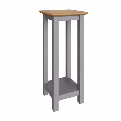 FWStyle Dove Grey End Side Table with Oak Top, W/D/H: 55 x 27 x 24 cm
