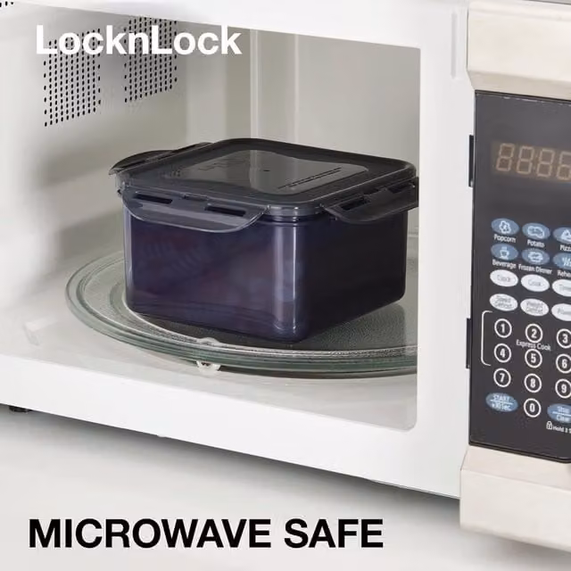 LocknLock Eco Square Airtight and Leakproof Plastic Food Container, 870ml, Multicolor