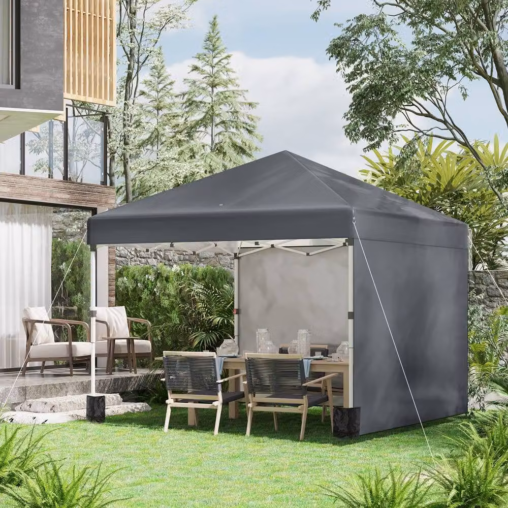 Rolipo Pop Up Gazebo with Sidewalls and Weight Bags, UPF 50+, Dark Grey – 2
