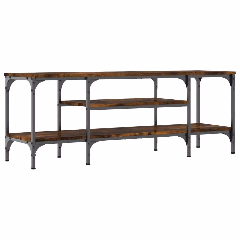 Berkfield Home Industrial TV Cabinet in Smoked Oak and Brown, W/D/H: 121 x 35 x 45 cm – 2
