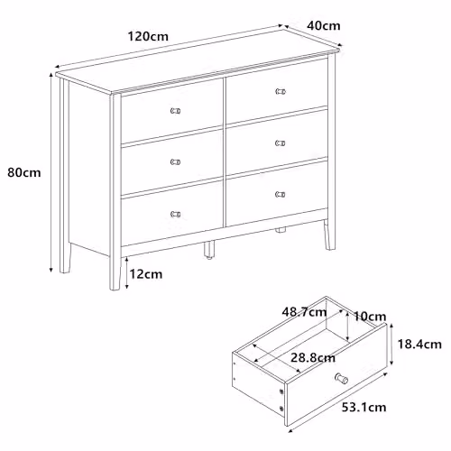 Core Products Henley 6 Drawer Chest of Drawers in Oak-Effect Brown with Gold Handles – 2