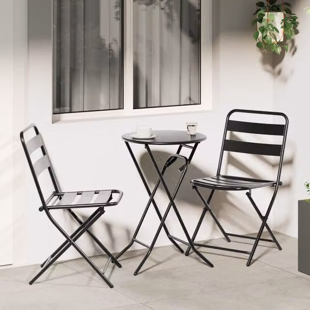 Berkfield Home 3 Piece Folding Bistro Set in Anthracite Matt Metal – 1