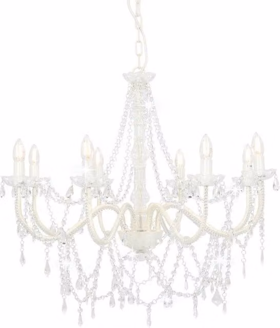 Berkfield Home White Crystal and Metal Chandelier with 8 x E14 Bulbs – 1