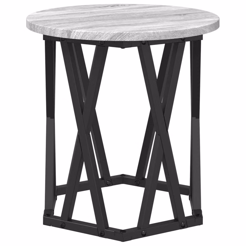 Berkfield Home Set of 2 Round Nesting Side Tables in Grey and Black with X-Frame Design – 4