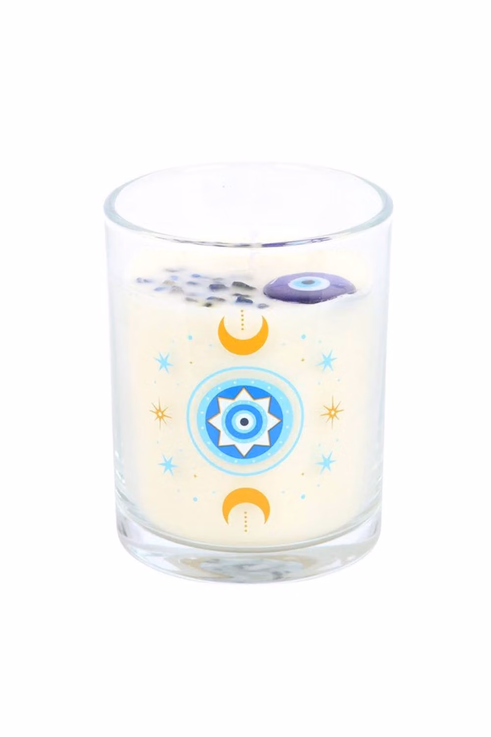 KDMD Under Watchful Eyes White Rose Votive Candle with Crystals in White and Turquoise Glass – 2