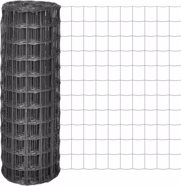 Berkfield Home Euro Fence PVC-Coated Steel Fencing, Grey, W: 10 m, H: 1.5 m – 1