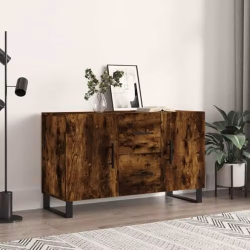 vidaXL Modern Sideboard in Brown Smoked Oak, W/D/H: 100 x 36 x 60 cm – 2
