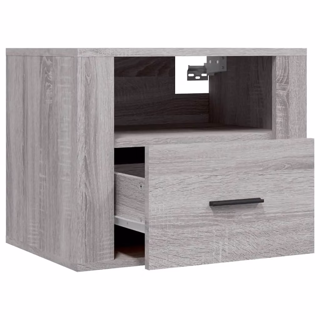 Berkfield Home Set of 2 Wall-mounted Bedside Cabinets in Grey Sonoma, W: 50 cm, D: 36 cm, H: 40 cm – 3