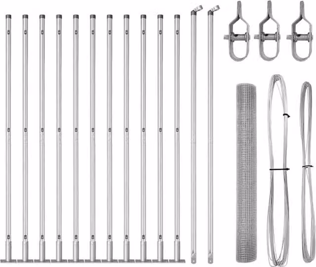 Berkfield Home Silver Galvanised Steel Welded Wire Fence with 13 Flanged Posts, 0.8 x 25 m – 1