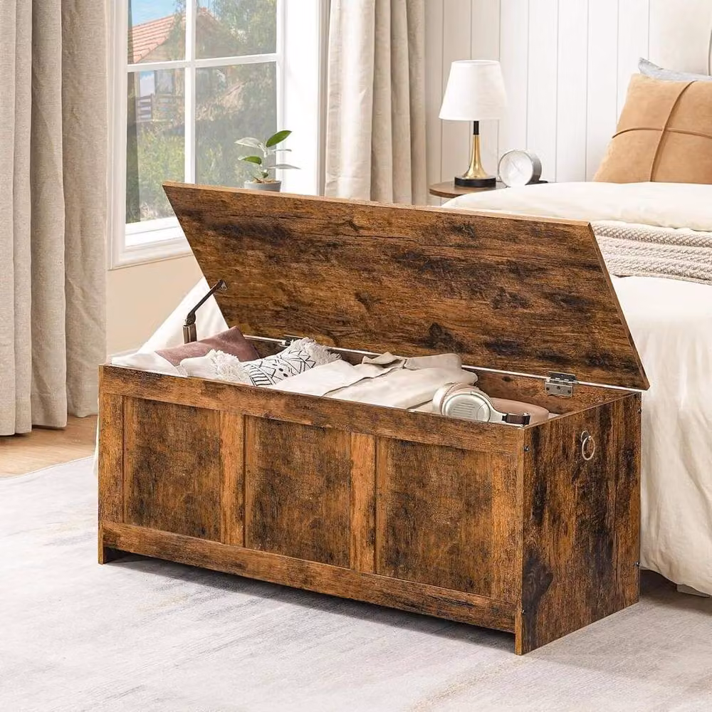 SPETLEK Brown Rustic Wood Toy Storage Chest for Children with Soft Close Lid, W/D/H: 41 x 40 x 40 cm – 3