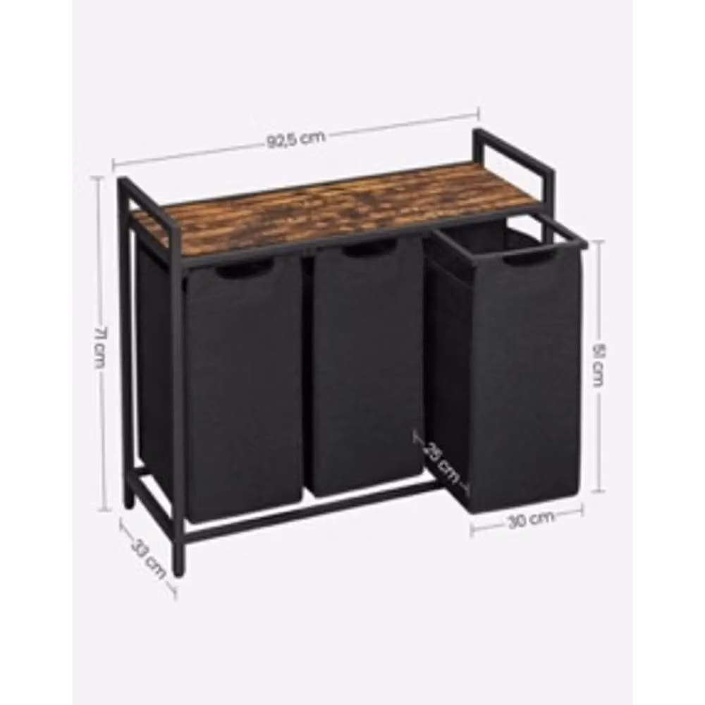 Kelvenix Large Industrial Wooden Laundry Hamper Basket with Removable Bag and Handles in Black – 2
