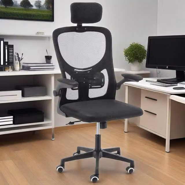 FORGEVIO Ergonomic Mesh Office Chair with 360 Degree Swivel, Headrest and Armrests in Black