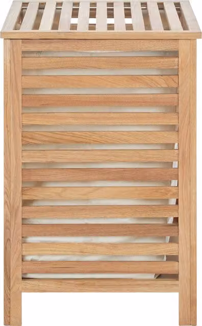 Orsina Walnut Wood Laundry Hamper with Lid in Brown