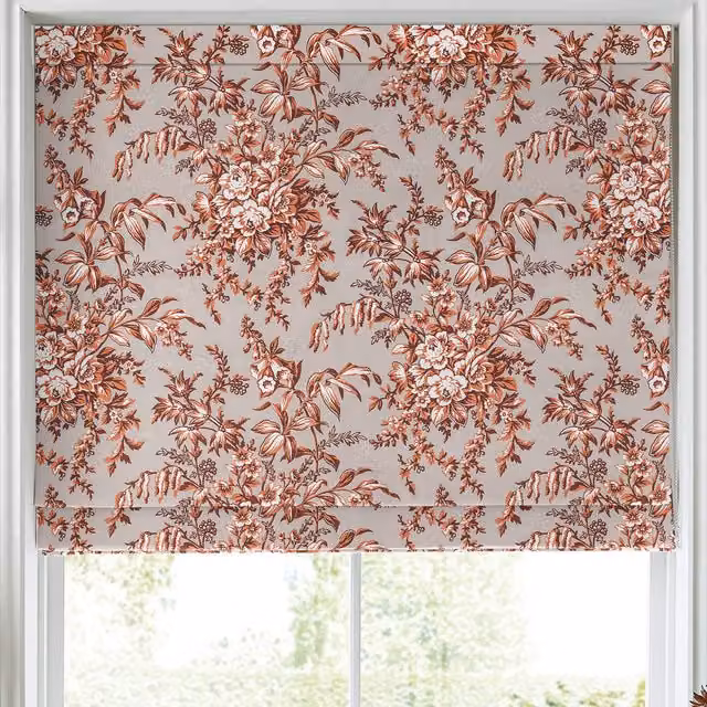 Laura Ashley Picardie Made to Measure Blackout Roman Blind in Red Floral Design