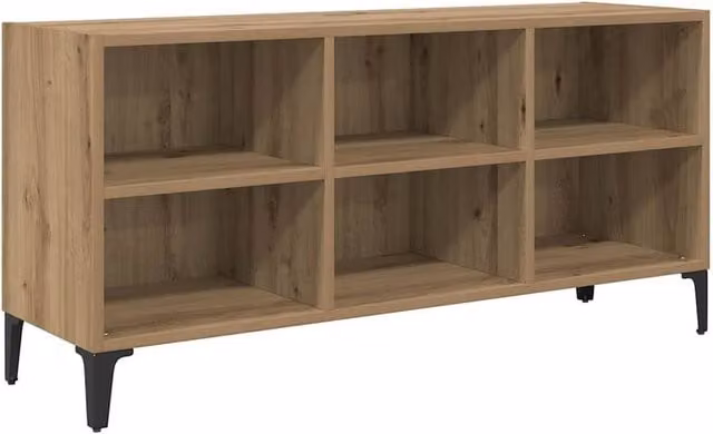 Berkfield Home Artisan Oak Medium TV Stand in Brown with Metal Accents – 1