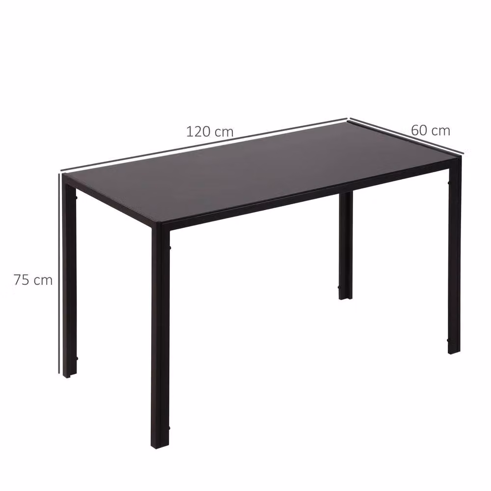STILVORA Modern Rectangular Dining Table for 4 with Black Glossy Glass Top – 3