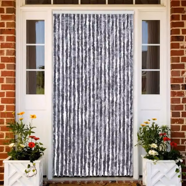 Berkfield Home Silver Chenille Insect Curtain, W: 90 cm, H: 200 cm – 1
