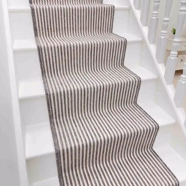 runrug Pinstripe Stair Runner Carpet, Grey, W: 60 cm, L: 720 cm – 1