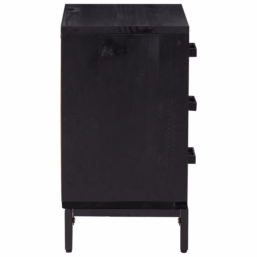 Berkfield Home Set of 2 Black Vintage Solid Pine Wood Bedside Cabinets W/D/H: 40 x 30 x 55 cm – 4