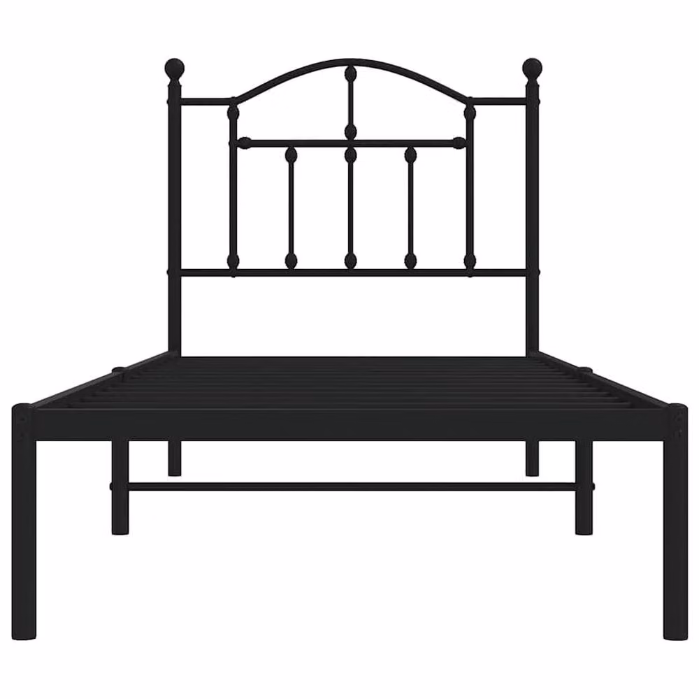 Berkfield Home Metal Bed Frame with Headboard in Black, W/D/H: 90 x 190 cm – 3