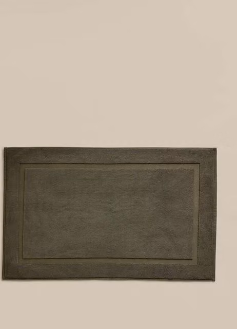 M&S Luxury Egyptian Cotton Non-Slip Rectangular Bath Mat in Khaki Green