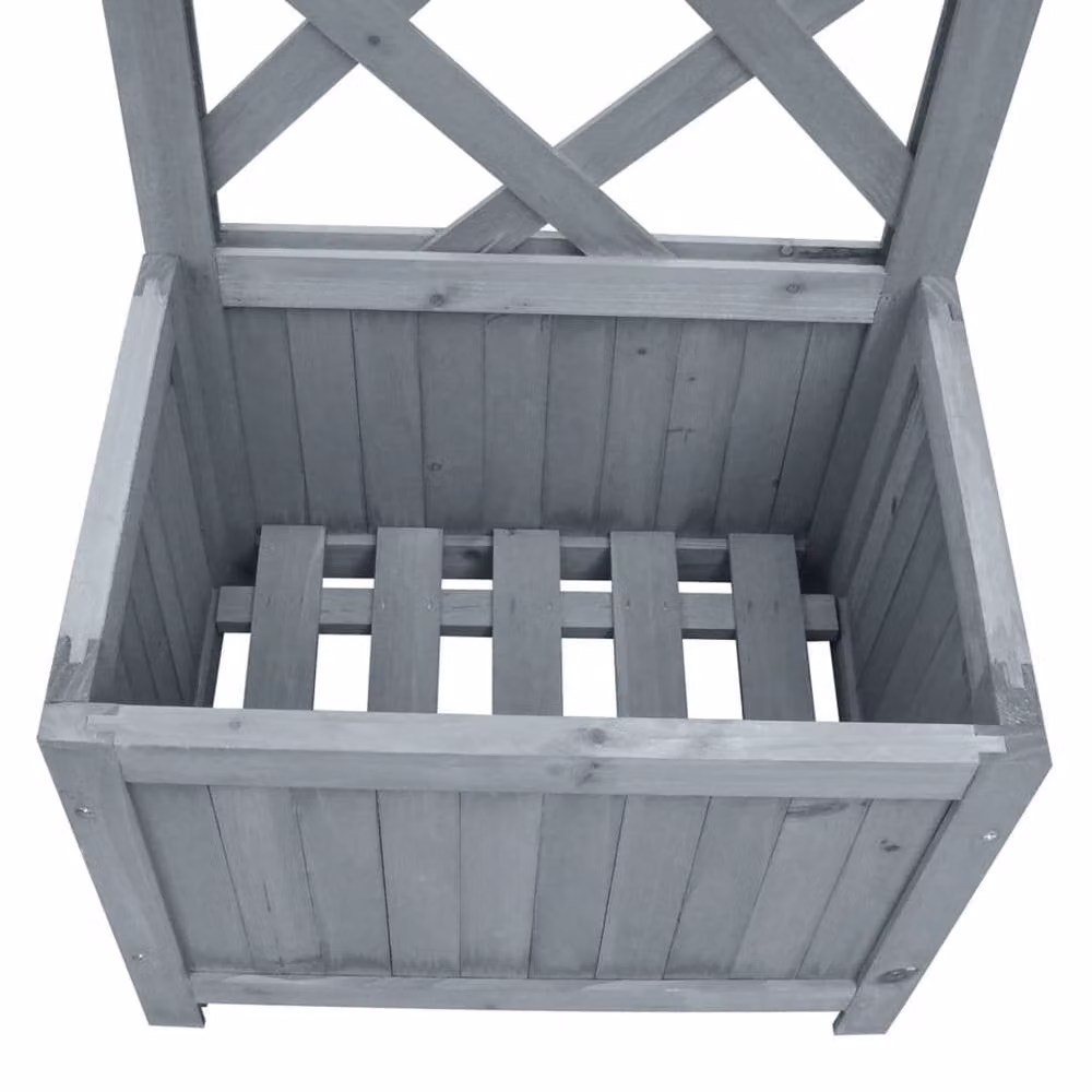 Berkfield Home Trellis Planter in Grey Solid Firwood, W/D/H: 40 x 30 x 135 cm – 2