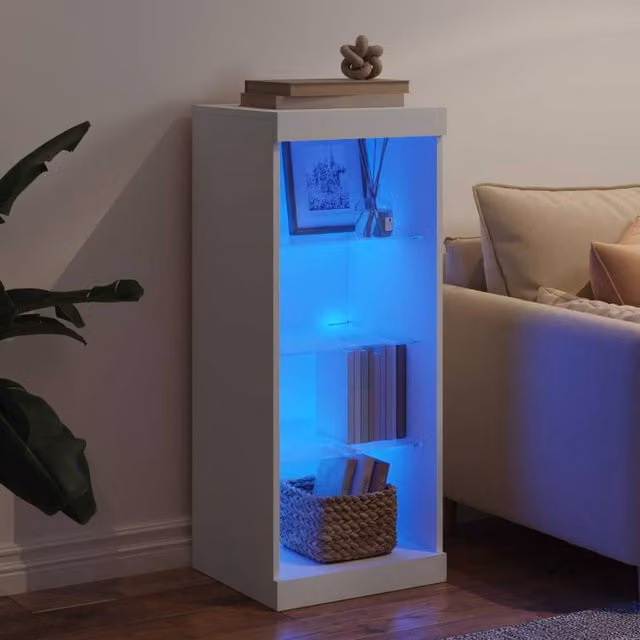 Berkfield Home White Sideboard with Integrated LED Lights, W/D/H: 41 x 37 x 100 cm