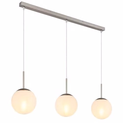 Nowa Modern Glass Sphere Pendant Light with 3 E27 Bulbs in White and Silver