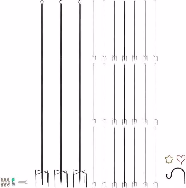Harbour Housewares Black Steel Outdoor Iron Festoon Pole