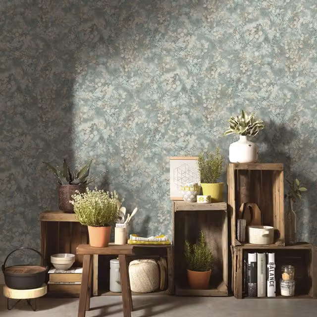 Erismann Vintage Botanical Floral Wallpaper in Green