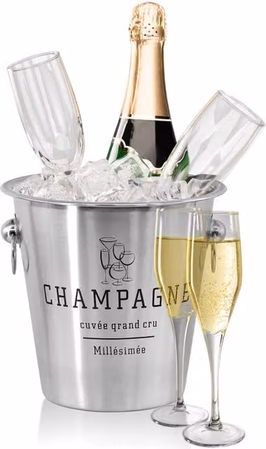 GEEZY Silver Stainless Steel Ice Bucket and Wine Cooler