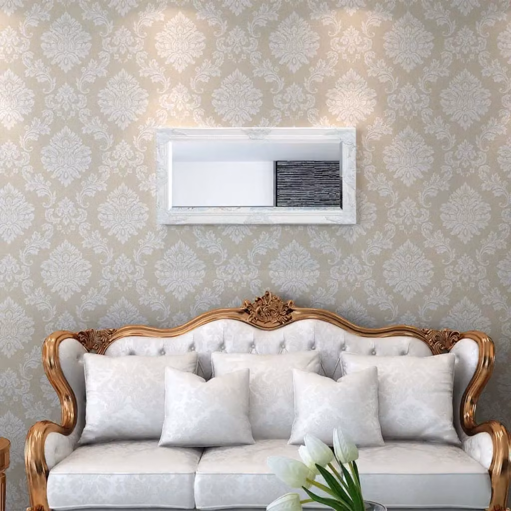 Berkfield Home Antique Baroque Style Rectangular Wall Mirror, White, W: 100 cm, H: 50 cm – 2