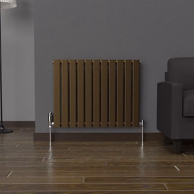 Lux Heat Flat Horizontal Steel Radiator in Gold or Bronze, W: 77 cm, H: 60 cm