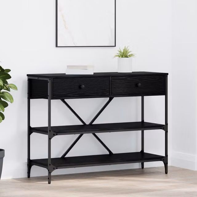 Berkfield Home Black Oak Console Table, W/D/H: 100 x 34.5 x 75 cm