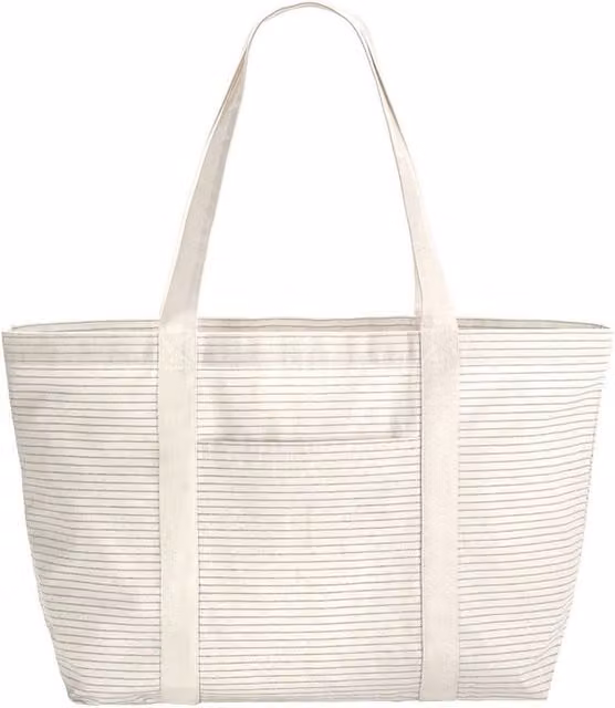 Westford Mill Striped Cotton Shopper Bag in Grey and White