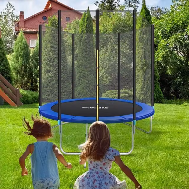 tectake Trampoline with Safety Net in Black and Blue