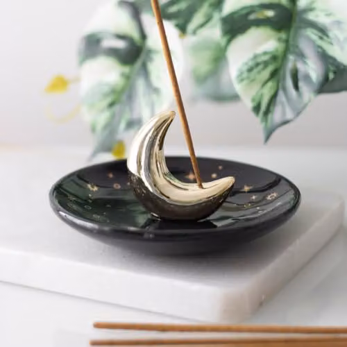 Something Different Wholesale Gold Crescent Moon Ceramic Incense Stick Holder – 3