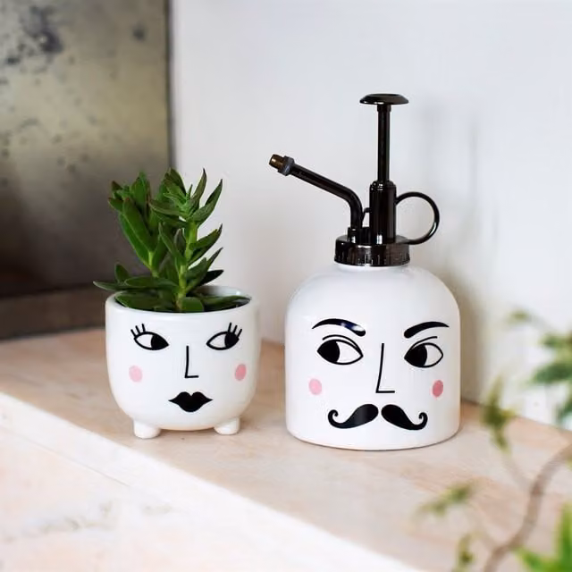 Sass & Belle Mister and Mrs Ceramic Tabletop Plant Set in Black and White