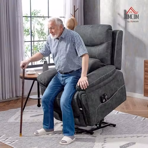 HOMCOM Power Lift Recliner Chair with Vibration Massage and Heat in Grey – 2