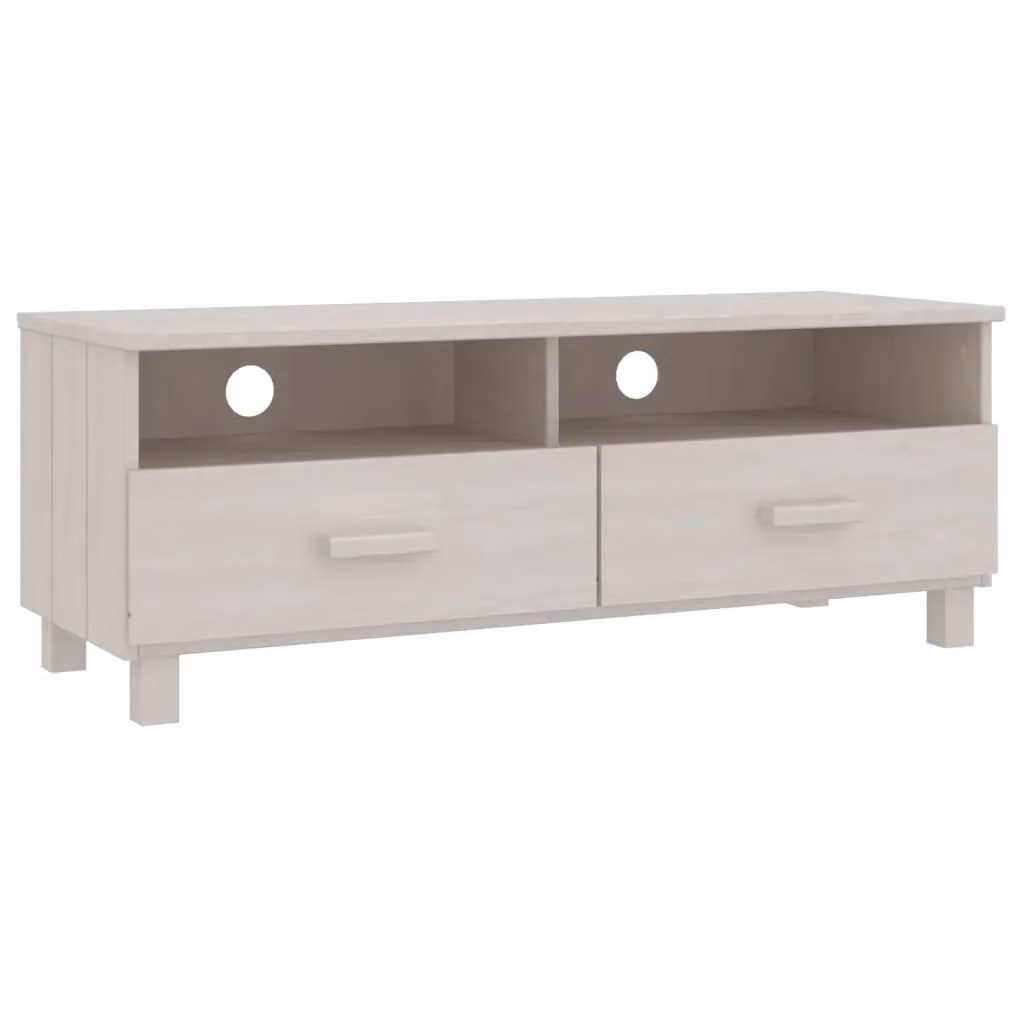 Berkfield Home HAMAR White TV Cabinet in Solid Pine Wood, W/D/H: 106 x 40 x 40 cm – 2