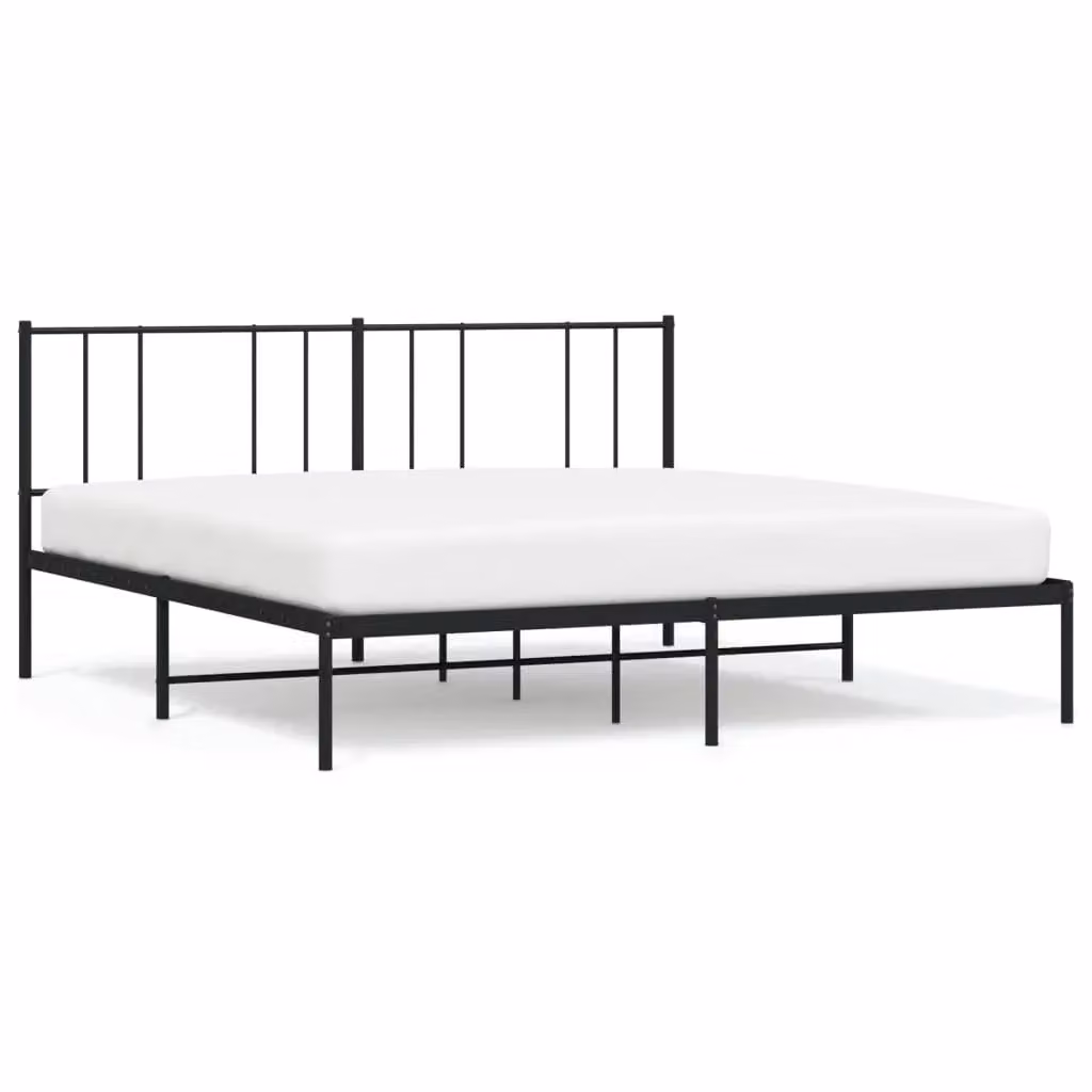 Berkfield Home Metal Bed Frame with Headboard in Black W/D/H: 183 x 213 cm – 2