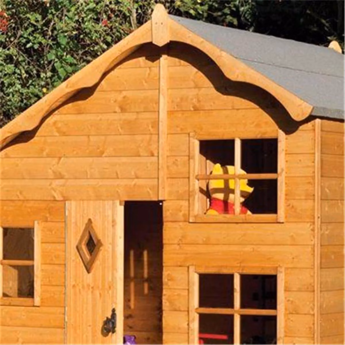 Cheshire 8 x 7 Deluxe Playaway Swiss Cottage Playhouse in Natural Brown – 3
